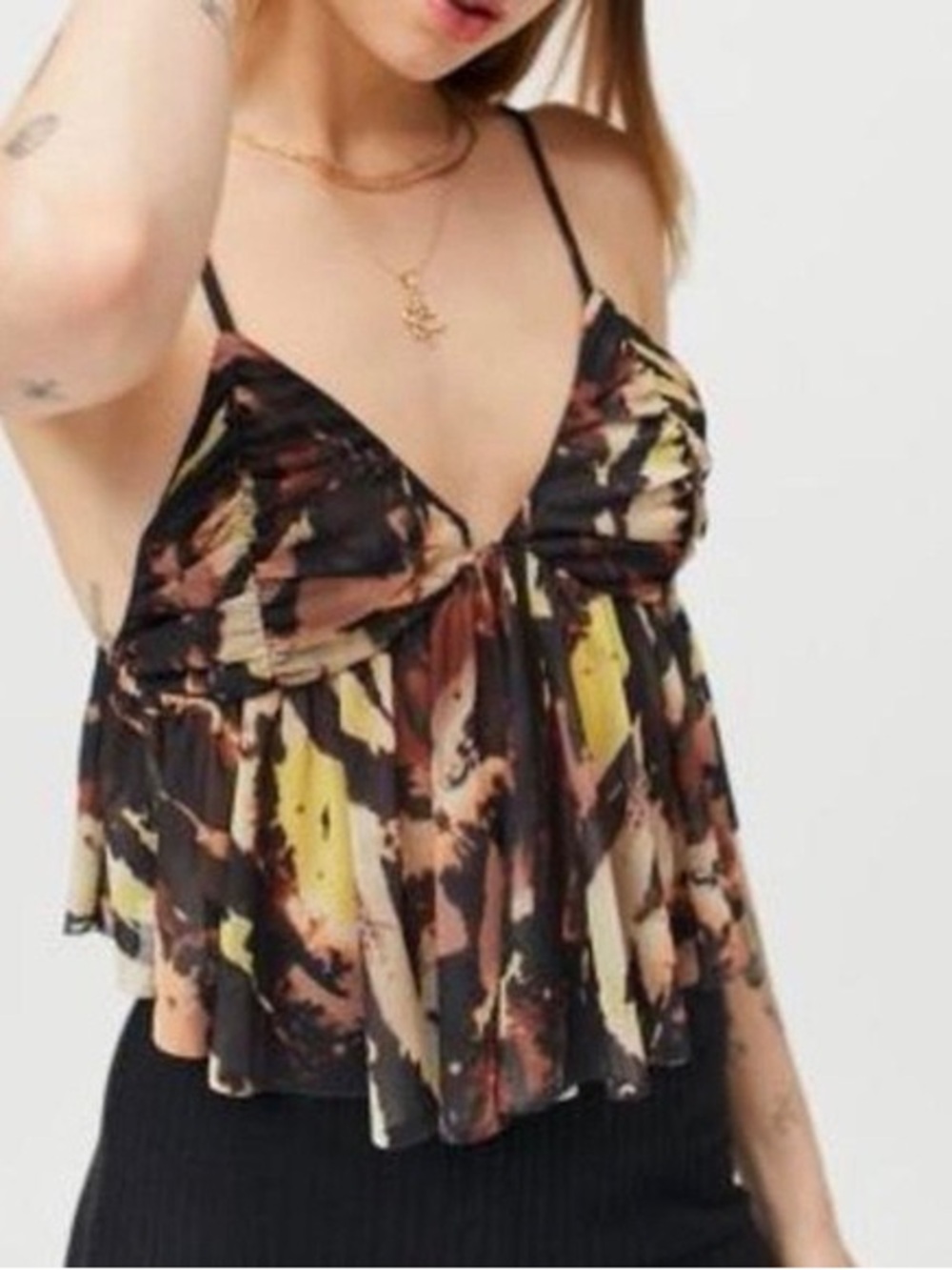 Urban Outfitters Black Multicolor Abstract Spaghetti Strap Camisole